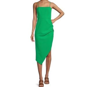 Gianni Bini Harling Crepe Square Neck Green Asymmetrical Dress